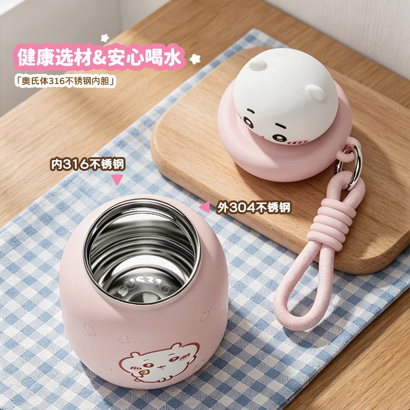 Kawaii Cartoon Chiikawa Thermos Cup Cute Girl Straw Cup Mini Portable Student Water Glass Student Hachiware Usagi