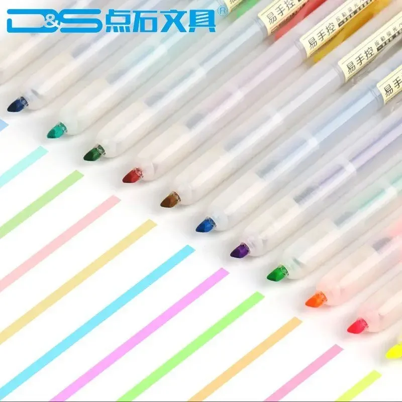 6PCS DIANSHI Press Highlighter Soft Color Simple Highlighter Student Marker Pen [ Value Plan ]