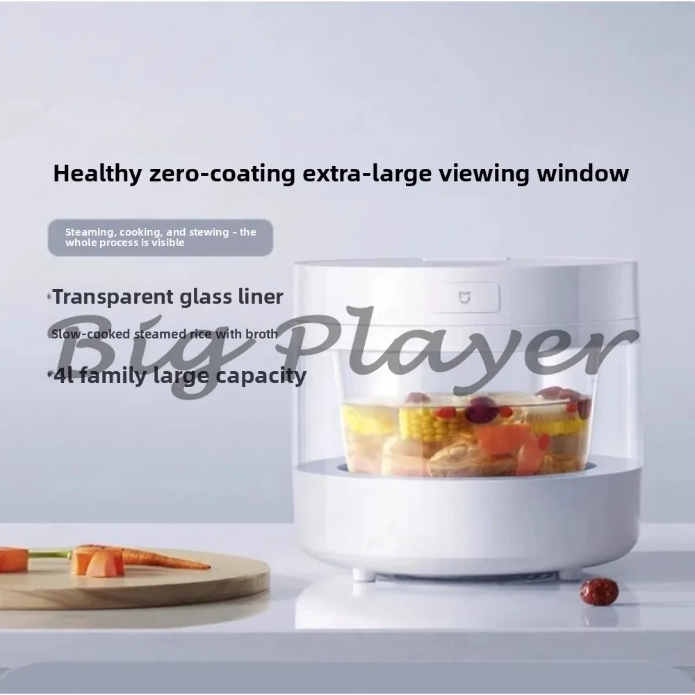 Intelligent Visual Steam Rice Cooker - 4L Large Capacity Household Transparent Multi Function Stewing Pot