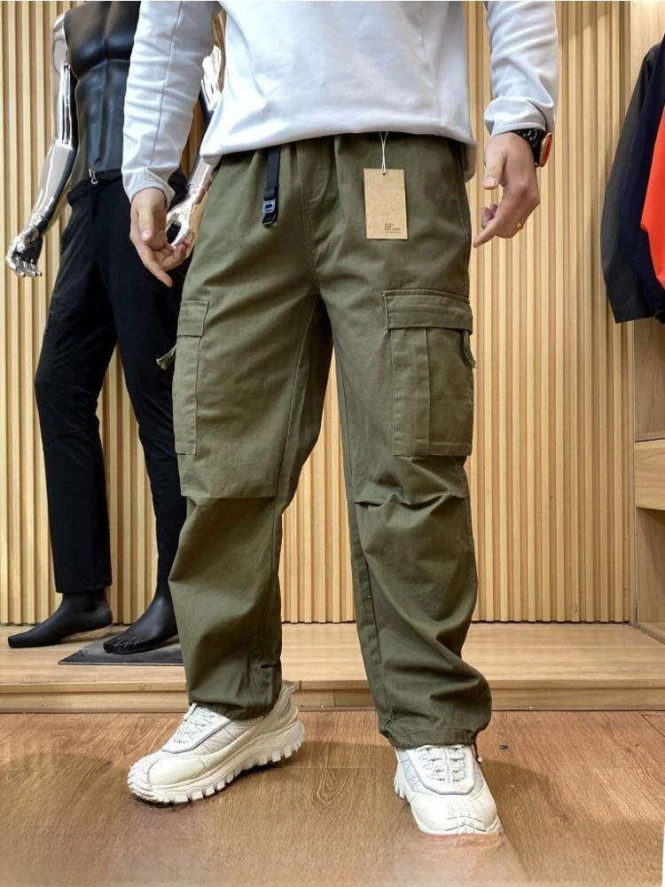 

American Casual Style! Heavyweight Pure Cotton Khaki! Spring Men's Retro Straight Leg Wide Leg Versatile Workwear Casual Pants
