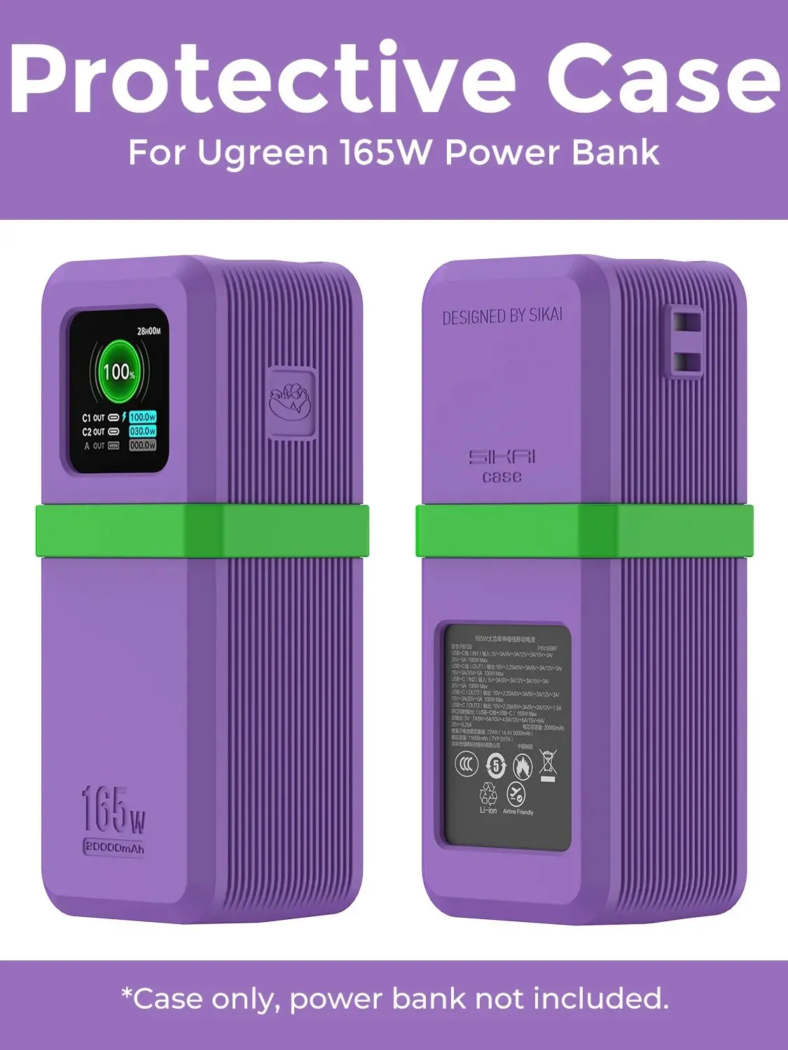 Silikonowe etui SIKAI do powerbanku UGREEN Nexode165W 20000mAh PD3.0, bezpieczne, odporny na zarysowania i kurz pokrowiec. — zdjęcie produktu 7