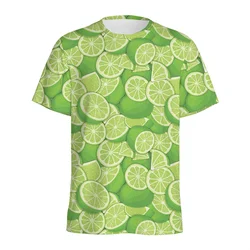 Fashion Lime Lemon Pattern T-shirt For Men Hot Sale 3D Printed Fruit T Shirts Summer Round Neck Tees Tops Loose Short Sleeves