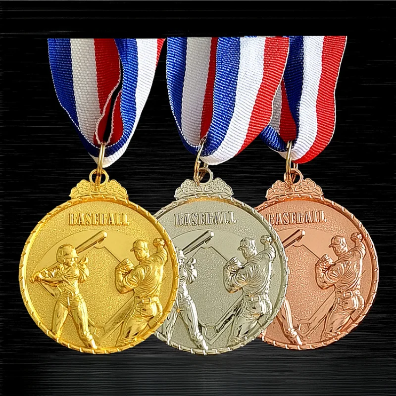 

Baseball medal school sports meeting student competition gold, silver and bronze medal prizes customization