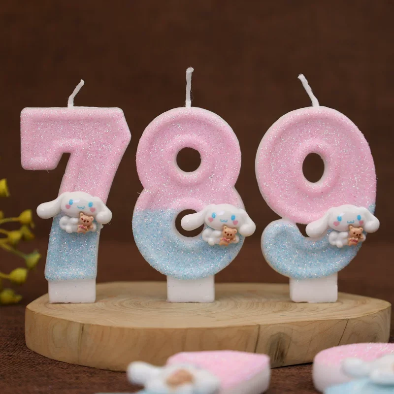 0-9 Sanrio Birthday Number Candles Cute Number Candle Cinnamoroll Pink Blue Candles Top of Cake Baby Birthday Party Supplies Toy