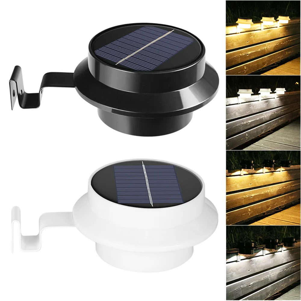 Luz de canalón Solar para exteriores, lámparas de aleros impermeables de ahorro de energía, 3 LED, valla alimentada por energía Solar, pared de jardín, camino, iluminación de patio