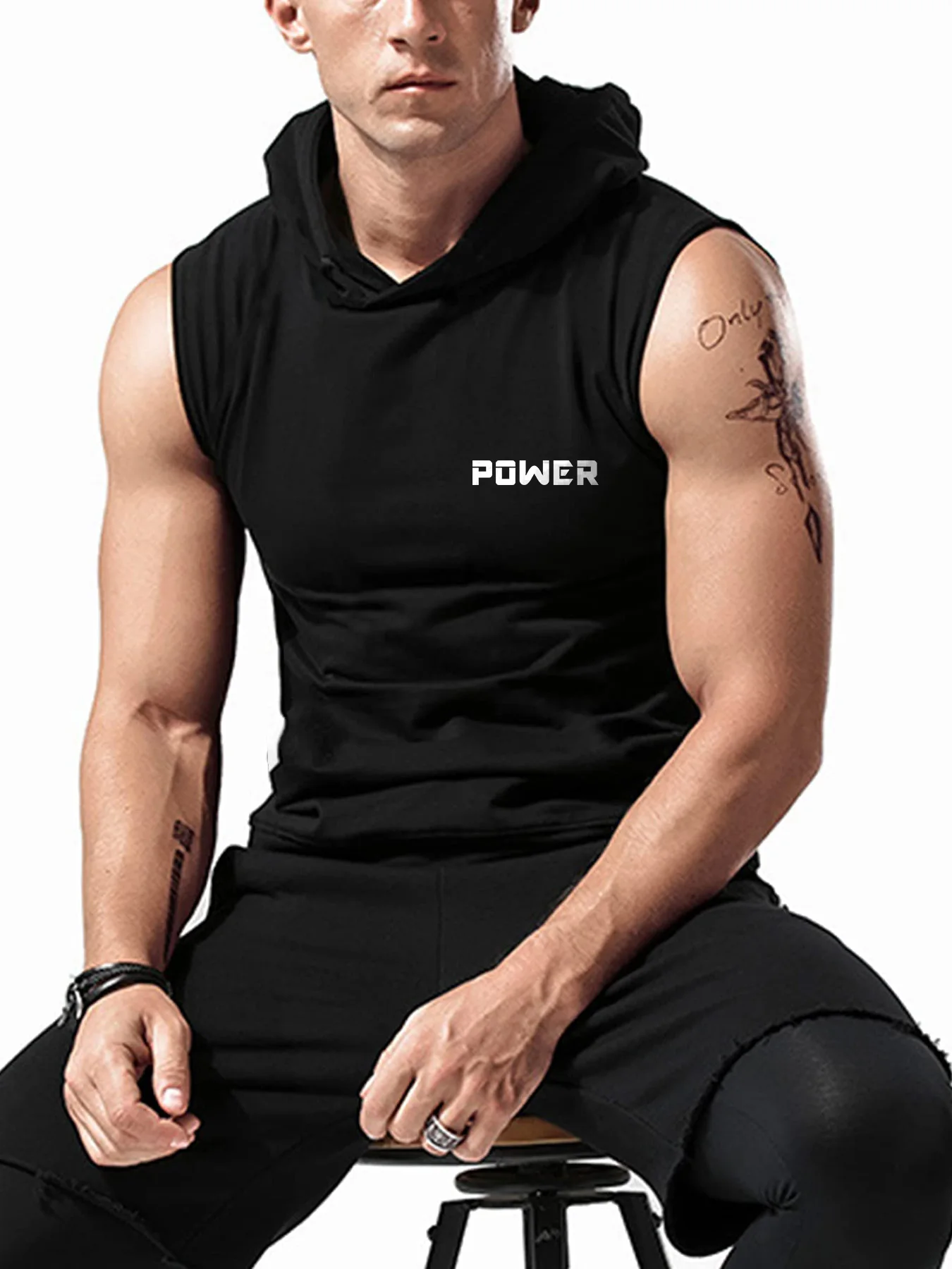 Men\'s Sports Style Stylish Vest Gym Fitness Workout Sleeveless Summer clothing Men\'s hooded vest Hip Hop vest