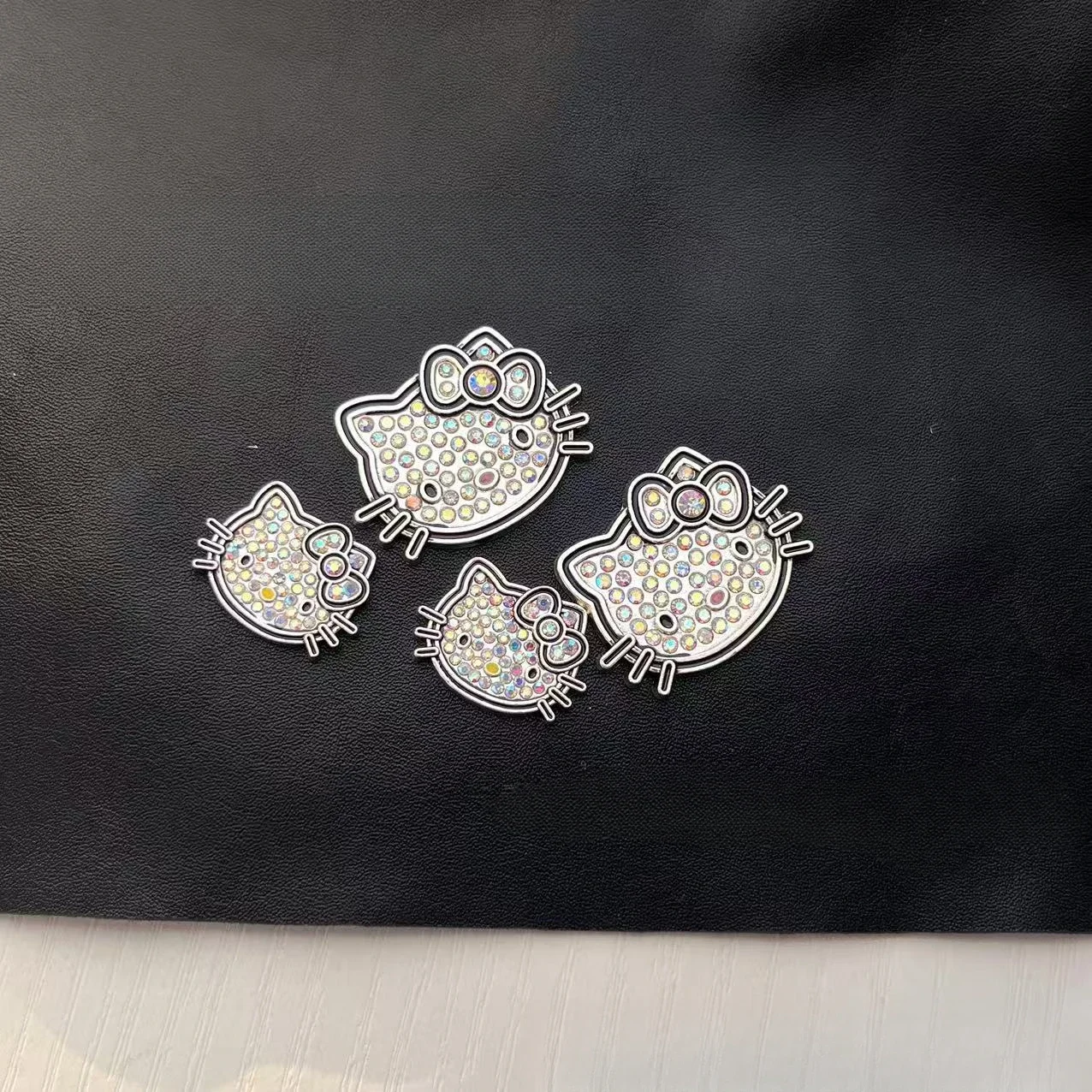 2pcs Colorful Diamond Hellokitty Alloy Flatback Diy Accessories Crafts Materials Handmade Jewelry Accessories Metal Charms