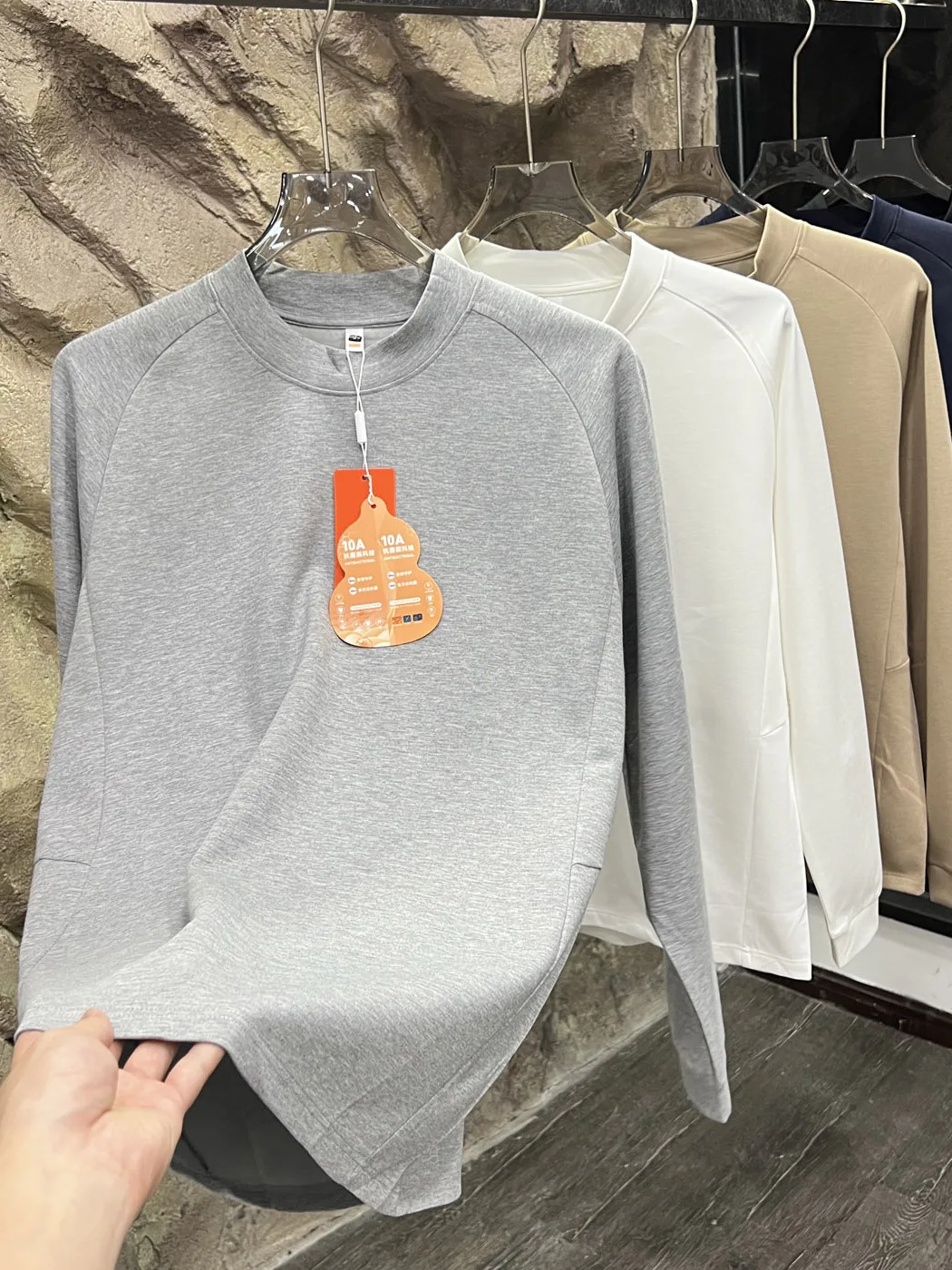 High-End Modal Cotton Long Sleeve T-Shirt round Neck Men's 3D Tailoring Elastic Fit Heat Generating Ideal for Autumn