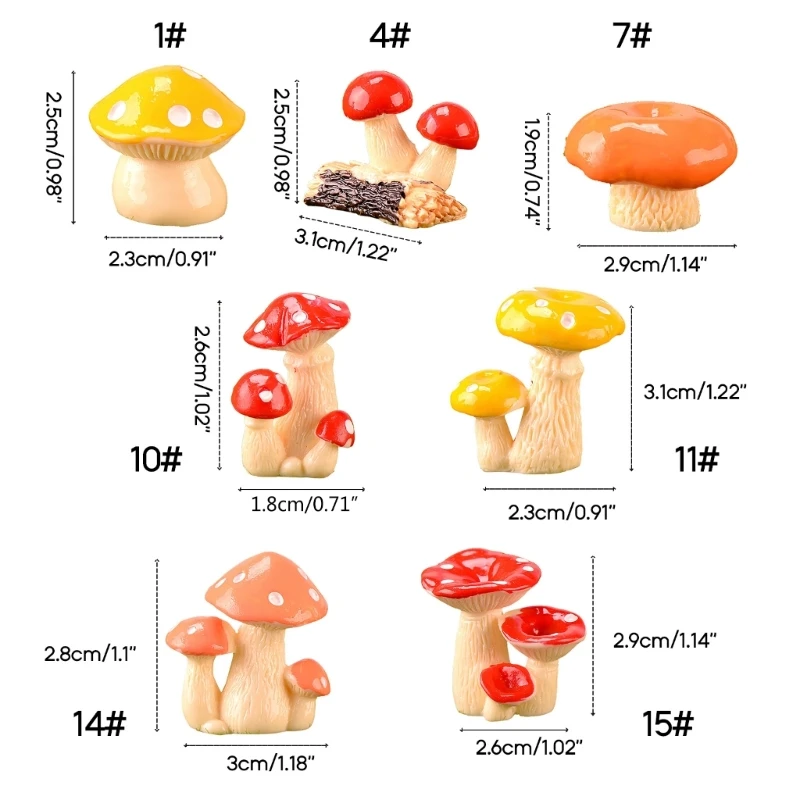 Miniature Resin Mushroom Figurine Multipurpose Home Bedroom Balcony Decoration