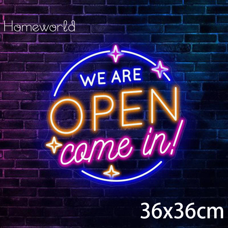 Open Neon Signs Bright LED Light High Visibility Advertisement Board Display Sign Walls Window Door Bar Shop Coffee Salon Store