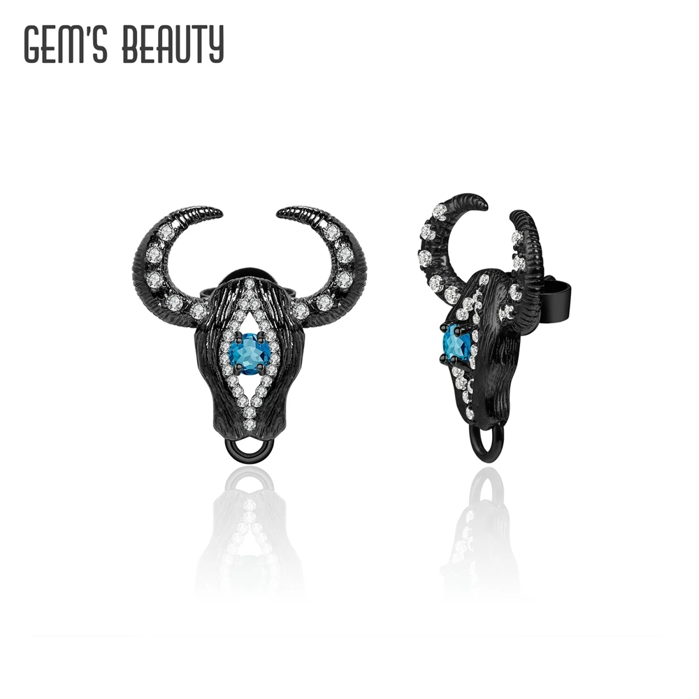 

GEM'S BEAUTY Black Cow Vintage Earrings For Women Real 925 Sterling Silver Luxury Quality Fine Jewelry 2022 Trend New Gemstone