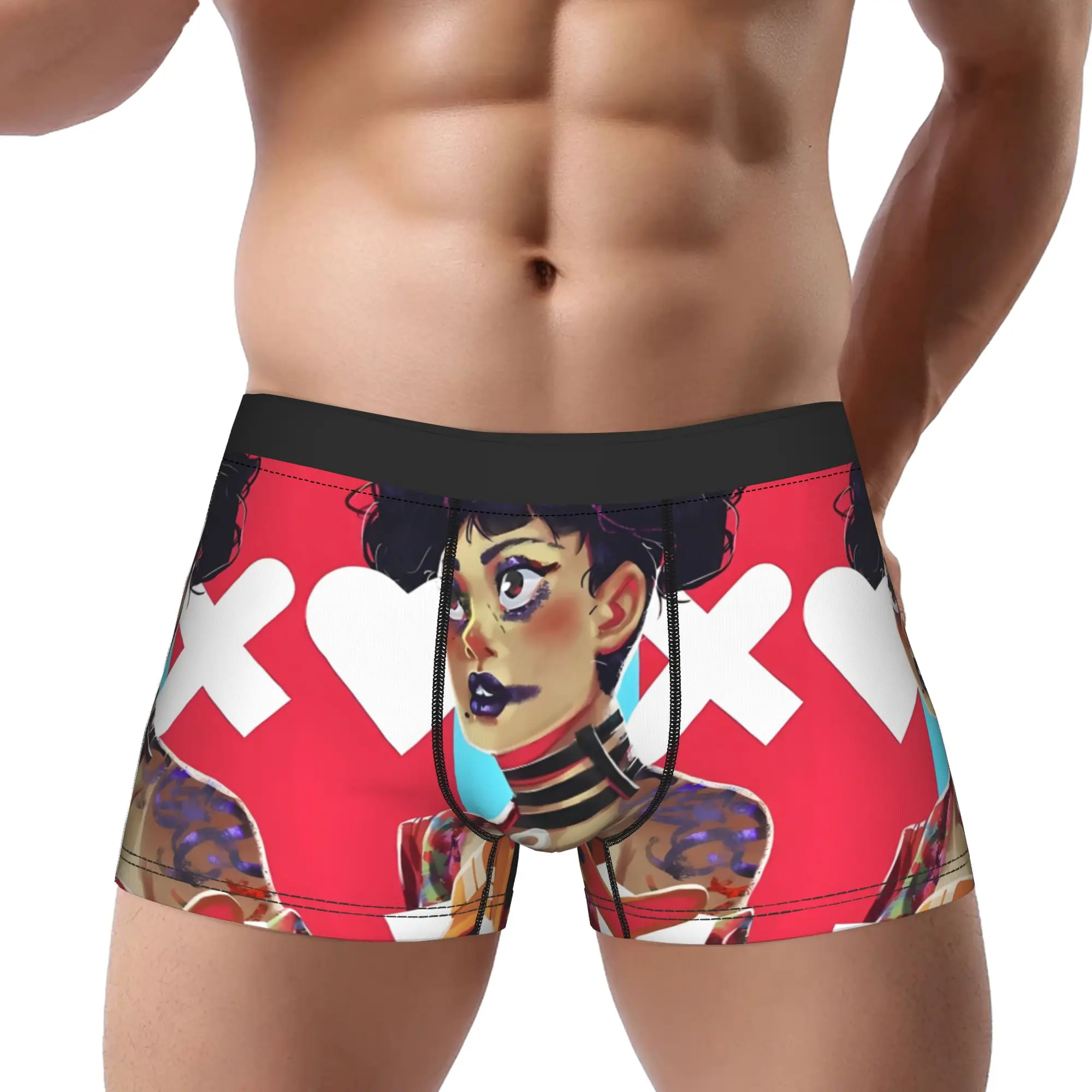 

Иллюстрация в стиле Love Death Robots, трусы Love Death and Robots, мужские трусы, мужское нижнее белье, короткие боксеры с принтом