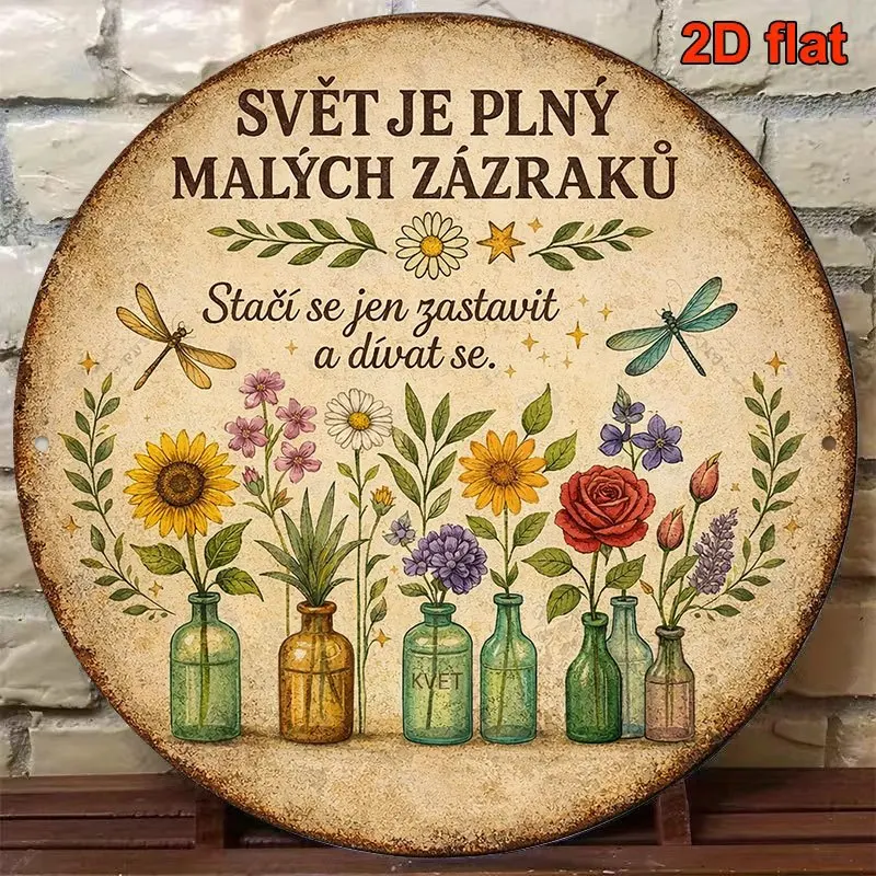 2D Flat - 1pc 8*8In/20X20Cm 2D Flat Round Sign, Vintage Plaque about 