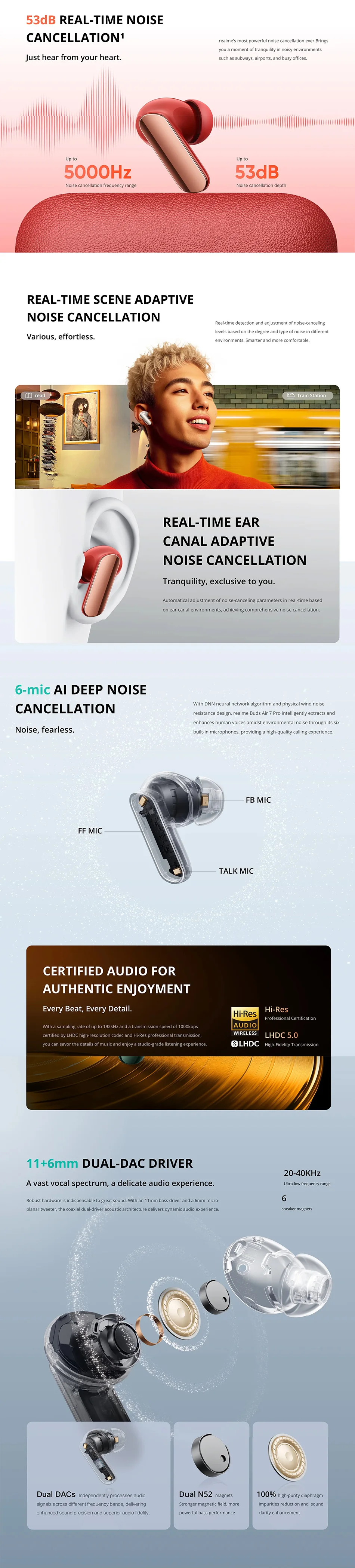 realme Buds Air 7 Pro Bluetooth-Kopfhörer Globale Version Für realme 16 pro plus realme GT 8 Pro 48 Stunden Akkulaufzeit Hi-Res 53dB – Detail 9