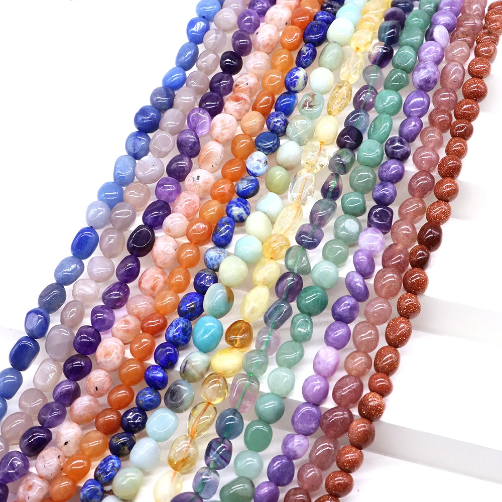 8–10 mm unregelmäßige Natursteinperlen aus Amethyst, Jade, Achat, Citrin, Amazonit, Quarz für die Schmuckherstellung, DIY-Armband, Ohrstecker – Detail 1