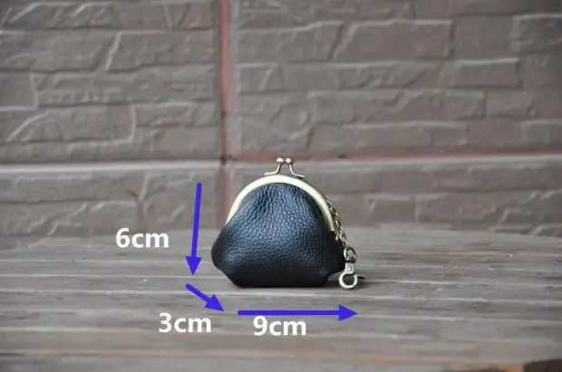 

Handmade Original Top Layer Cowhide Leather Dumpling Storage Clip round Mouth Handheld Women's Bag Sli And Practical