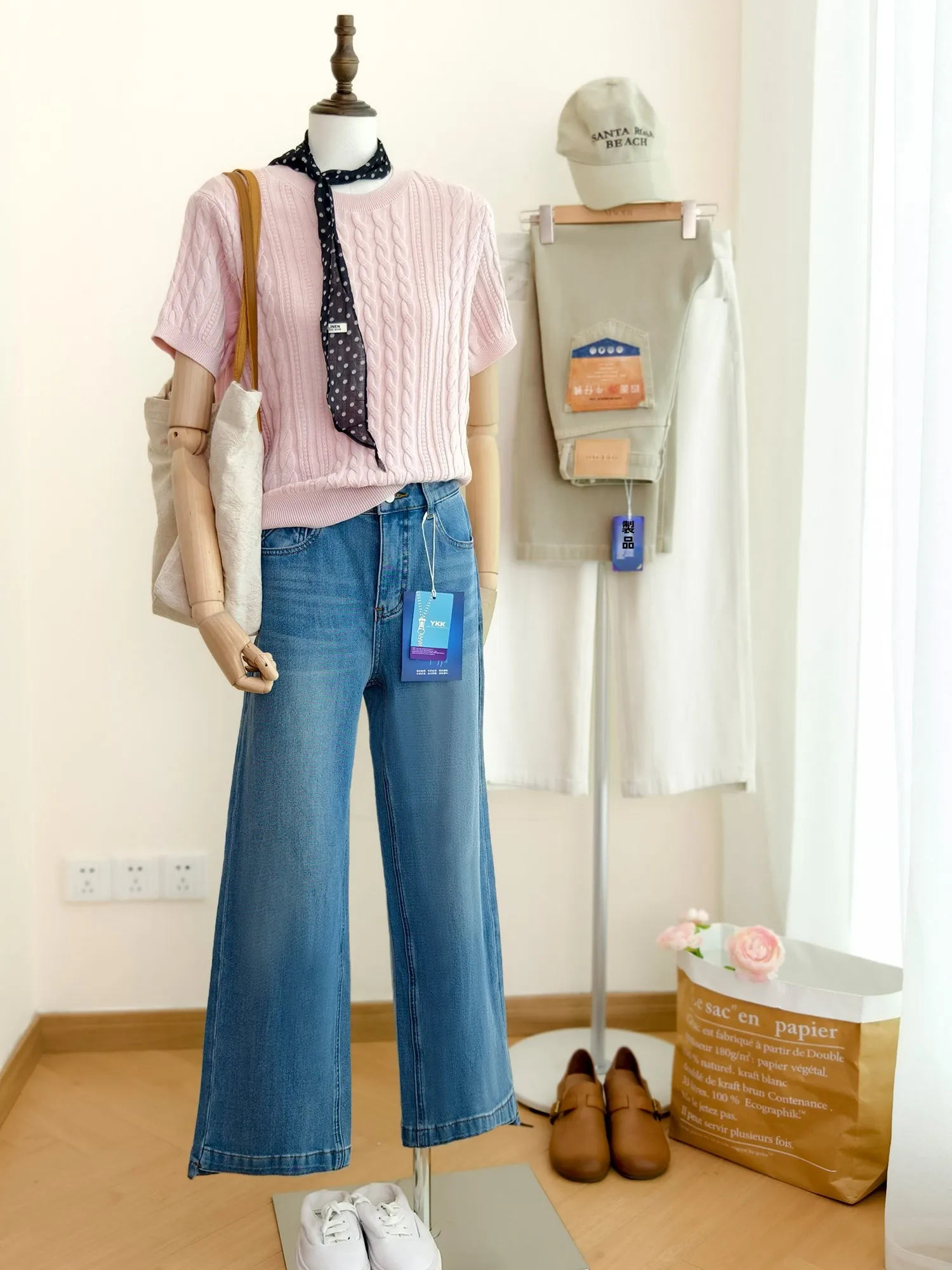 Slim Straight Leg Jeans High Waist Button Fly Casual Cotton Polyester Acrylic Lyocell Fiber Elastic Fiber Ladies Jeans