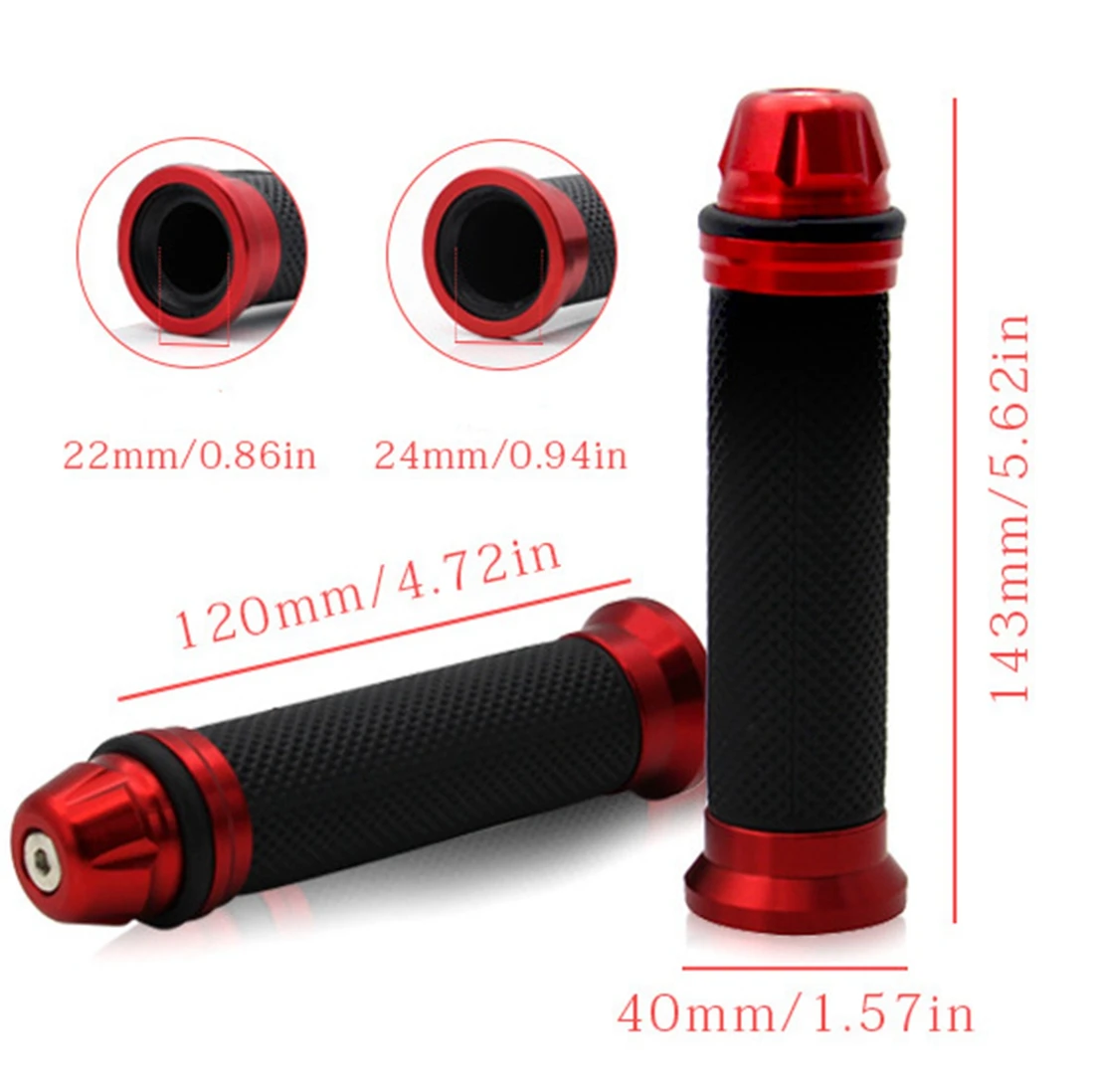 1Pair 7/8\'\' Motorcycle Handle Grips Anti-Slip Handlebar Bar Grips Bicycle Rubber Mountain Cycle Handle Handlebar Bar Grips