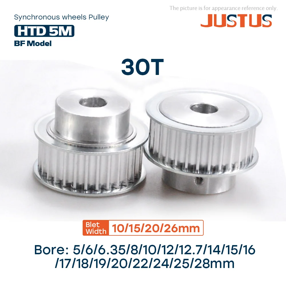 HTD 5M 30 Teeth BF Type Synchronous wheel Bore 5mm-28mm for 10/15/20/25mm Width Belt Used In Linear timing Pulley 5GT