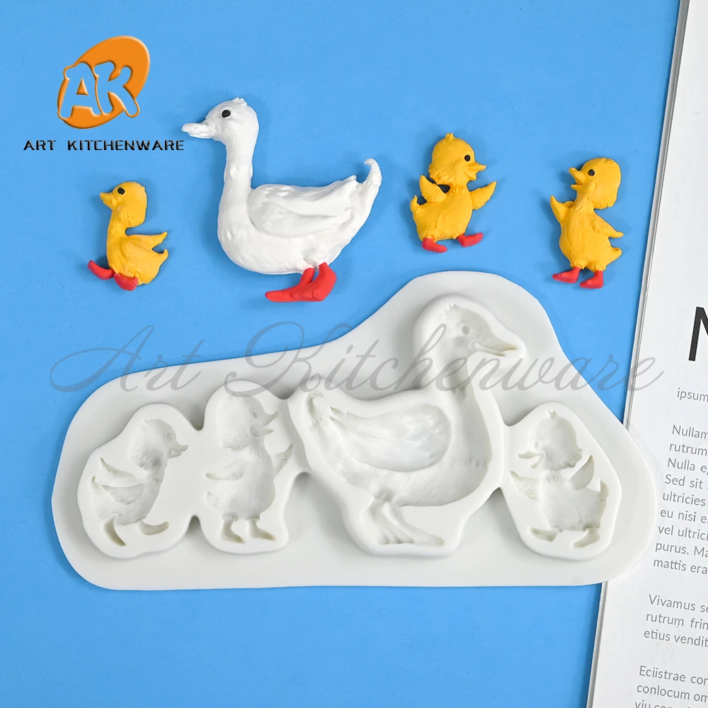 Baby Duck and Mother Duck Silicone Molds Fondant Craft Cake Candy Chocolate Sugarcraft Ice Pastry Baking Tool Mould