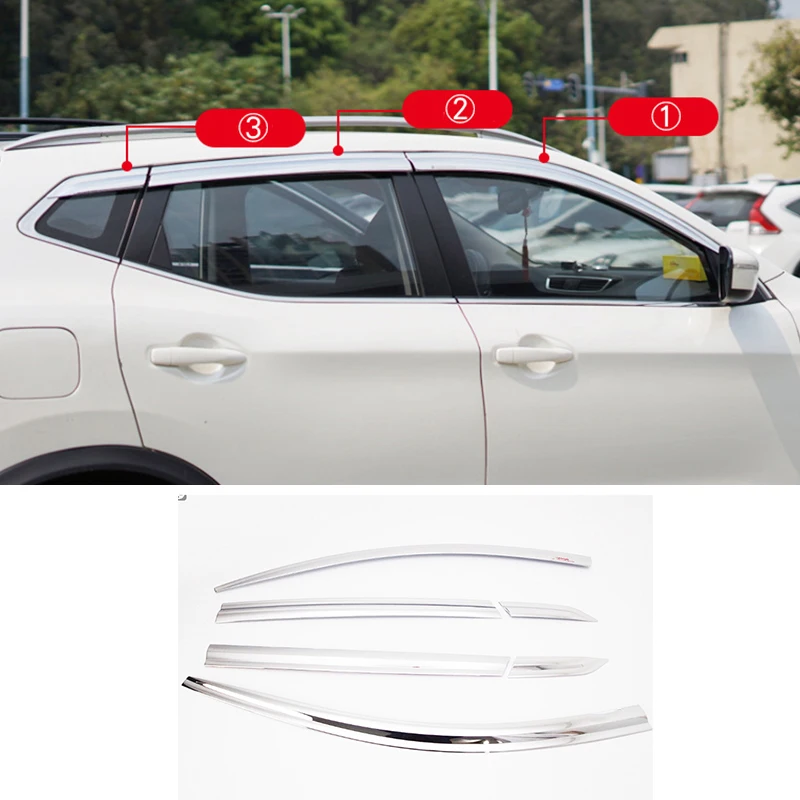 

FIT For Nissan Qashqai J12 2022-2025 J11 2015-2021 chrome waterproof Door Window Visor Vent Shades Sun Rain Guard