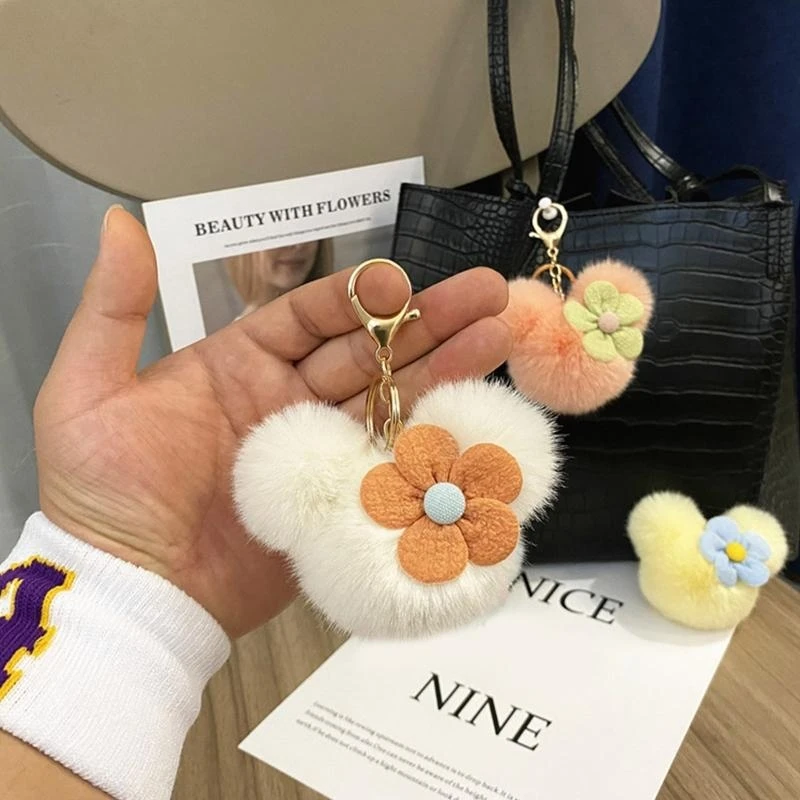 Dễ thương Hairball Trang trí Ví cầm tay Mặt dây chuyền sang trọng Cô gái Vải Phụ kiện 15UB