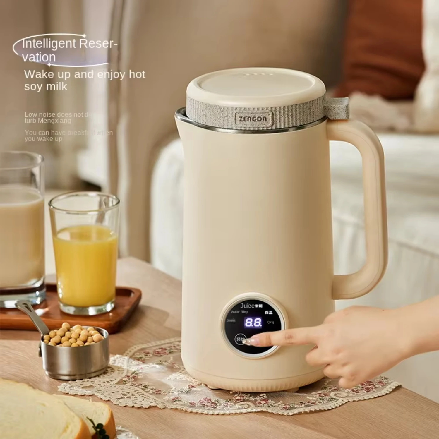 1000ML  Soybean Milk Machine Household 220V Automatic Intelligent Wall Breaking Machine Food Blender Rice Paste Mixer