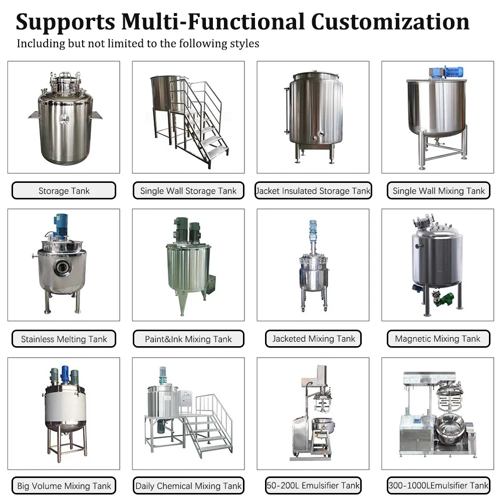 Food Grade 316 Stainless Steel Soap Shampoo Mixing Agitator Reactor Tank For Shampoo