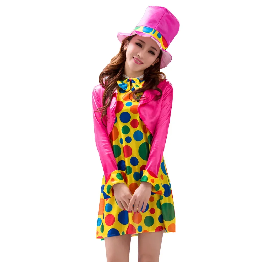 Adult Clown Costume Cosplay Bag Headwear Party Women Carnival Adult Female Circus Clown Naughty Cosplay Clothing