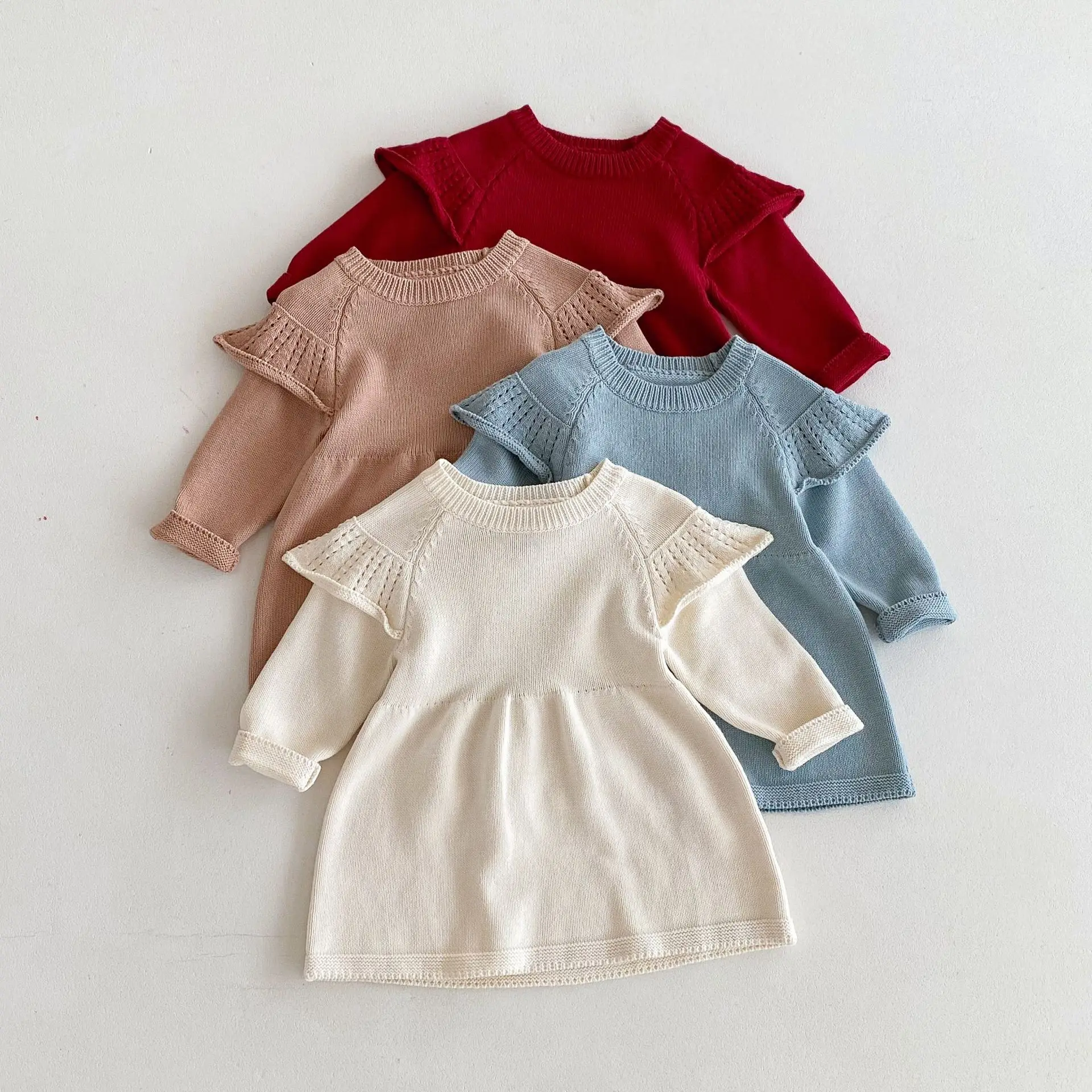 New Korean style childrens clothing for girls aged 1-6 years old knitted dress  fashionable and stylish autumn warm outdoor swea