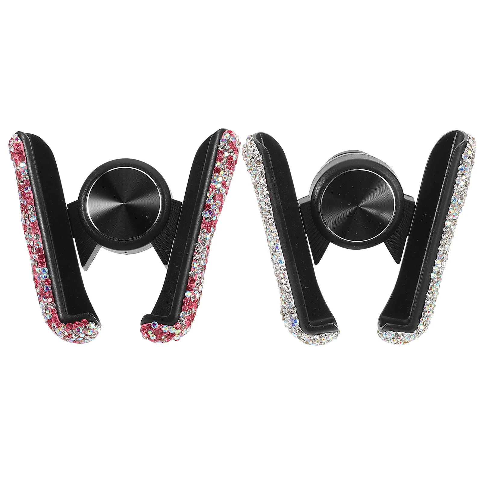 

2pcs Holder Mount Air Vent Clip Cellphone Bracket Glitter Rhinestone For Women Universal Fit Stable Grip Compact Design Car