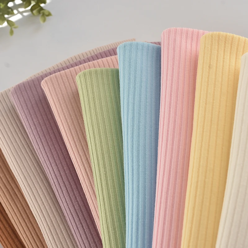 Wholesale Stripe Stretch Cotton Rib Fabrics Garment Seamless Tubular Wide Ribbed Knit Fabric For Clothing Underwear T-Shirt