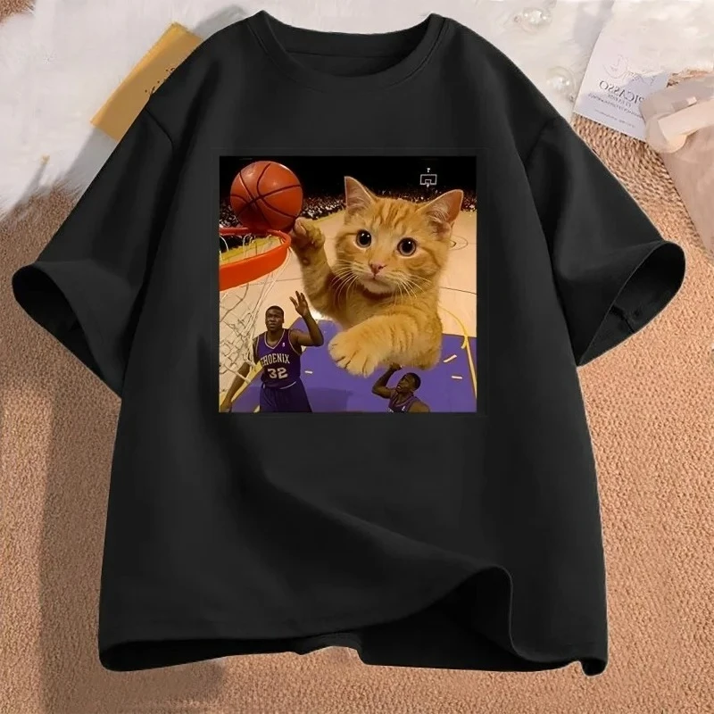 Divertente Gatto Slam Dunk Basket Meme Maglietta Donna Casual Harajuku Maglietta a maniche corte Streetwear Magliette Abbigliamento Magliette grafiche