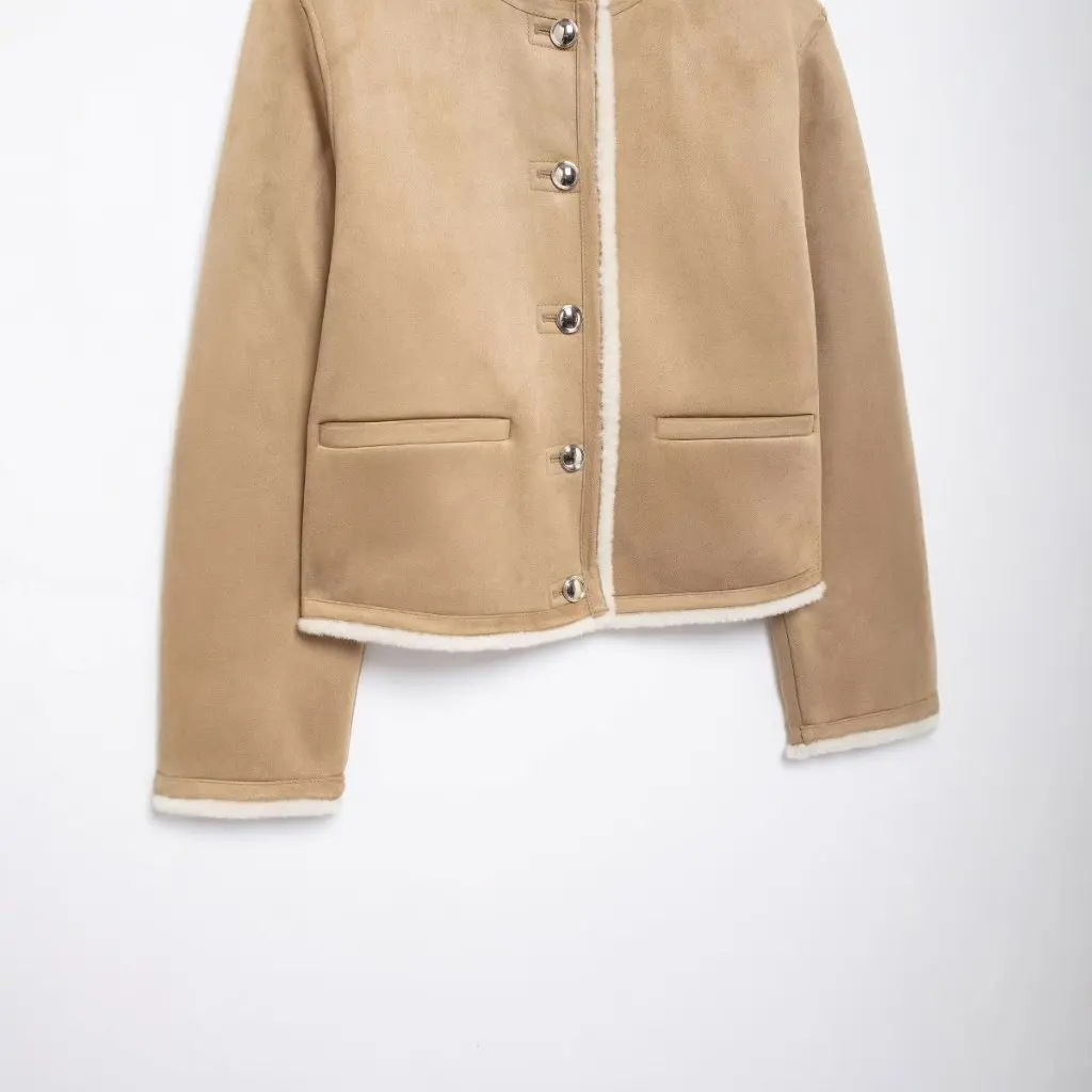 

Women's Gold Button Double-Sided Jacket Coat Warm Fur Lined Autumn New European And American Style Spice Girls Collection