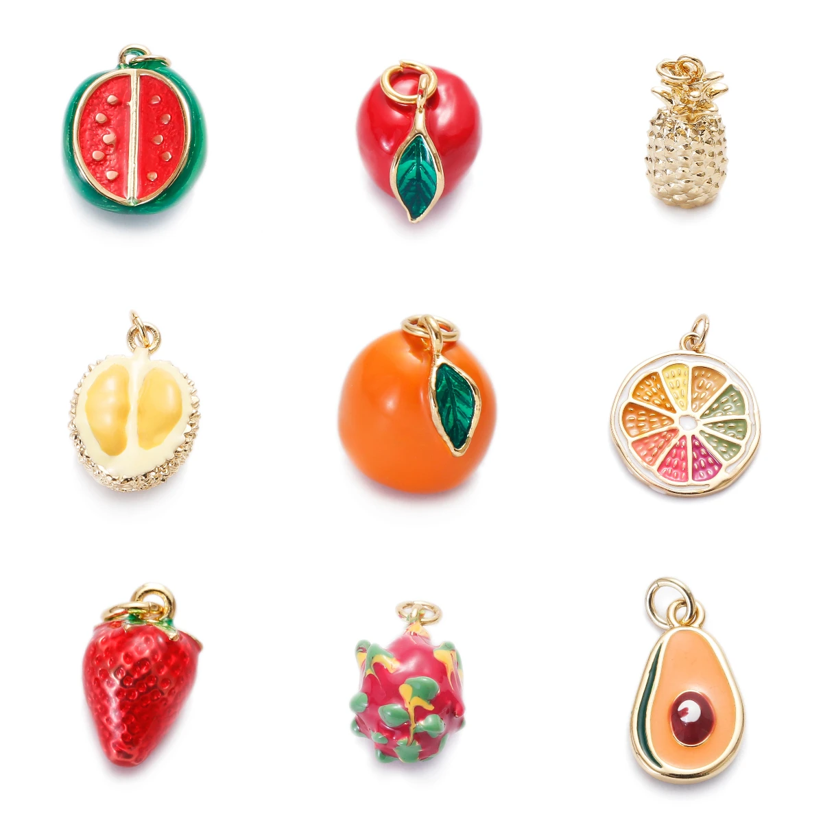 Cute Enamel Strawberry Cherry Charms for Earrings Pendants Necklace Mini Fruit Watermelon Pineapple Charms DIY Bracelet Jewelry