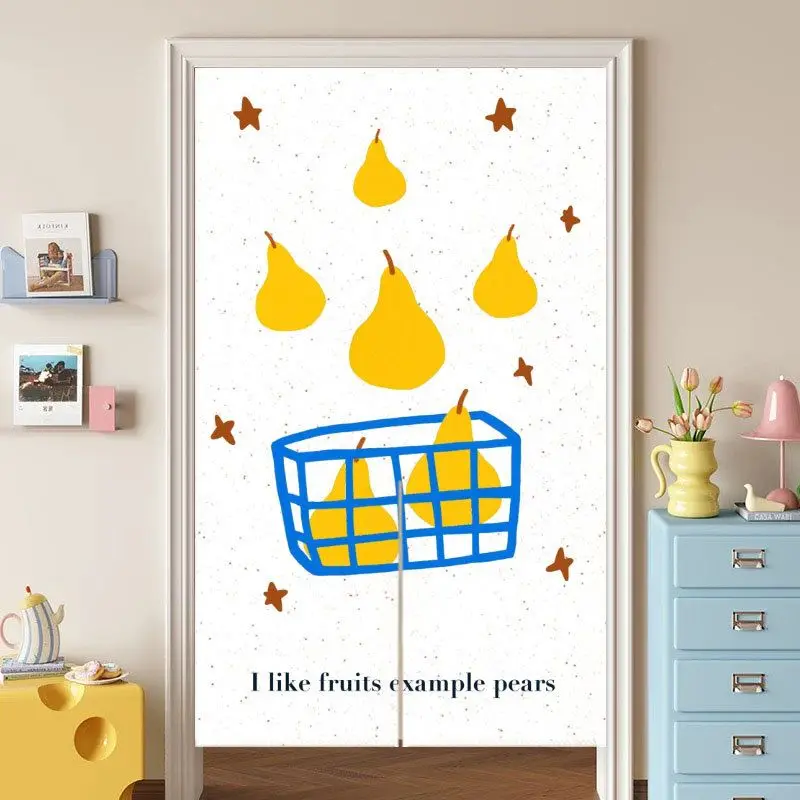 VIKAMA Ins Fresh and Cute Fruit Half Door Curtain, Entryway Fabric Partition Curtain, Indoor Home Decor
