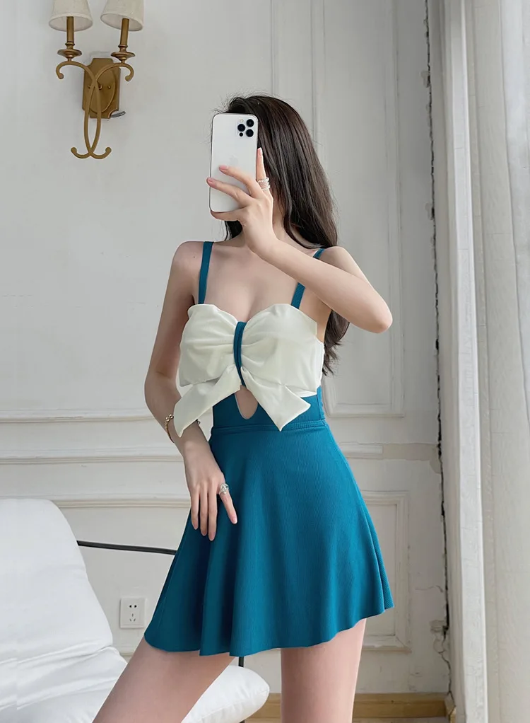 Hot 2025 New Model of Women's Sexy Belly-covering and Slimming Steel Rings Gathering Skirt-style One-piece Hot Spring Swimsuit