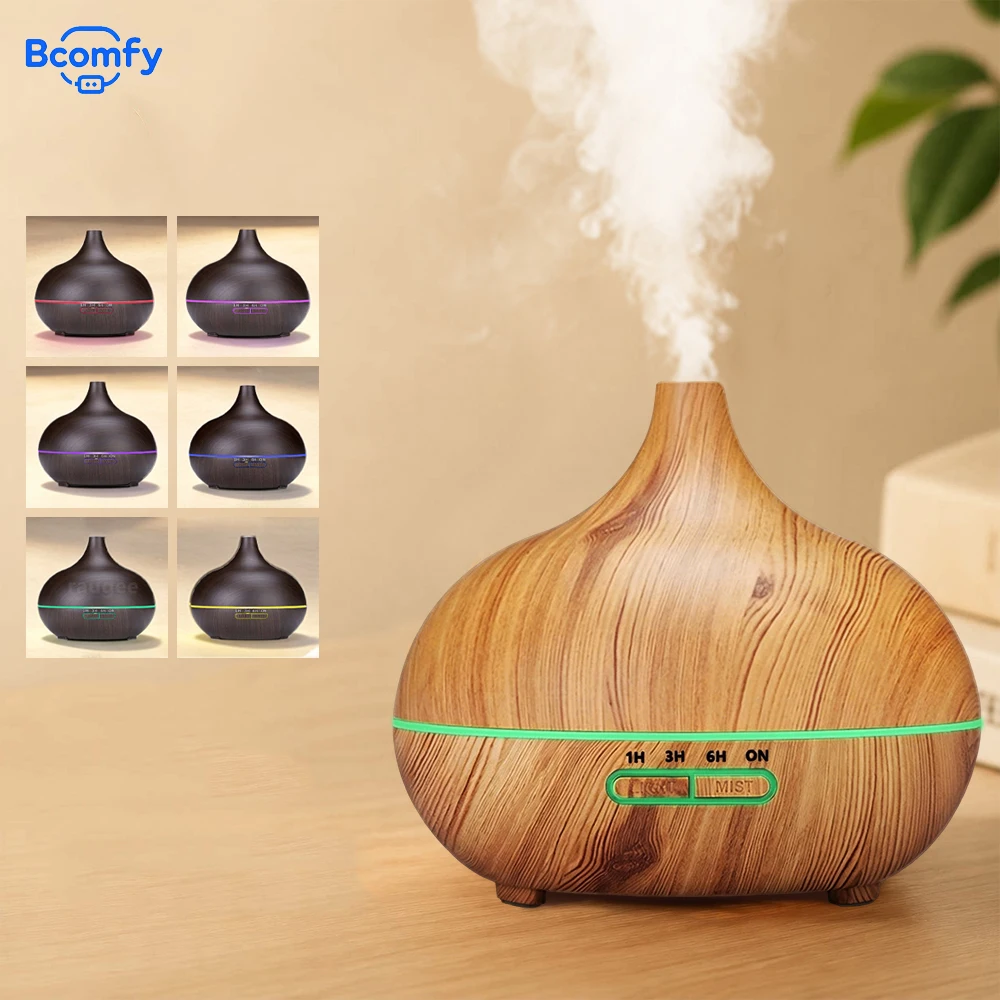 Air Aroma Humidifier Woodgrain Essential Oil Diffuser Home USB Mute Aromatherapy Atomizer with Colorful Night Light Air Purifier