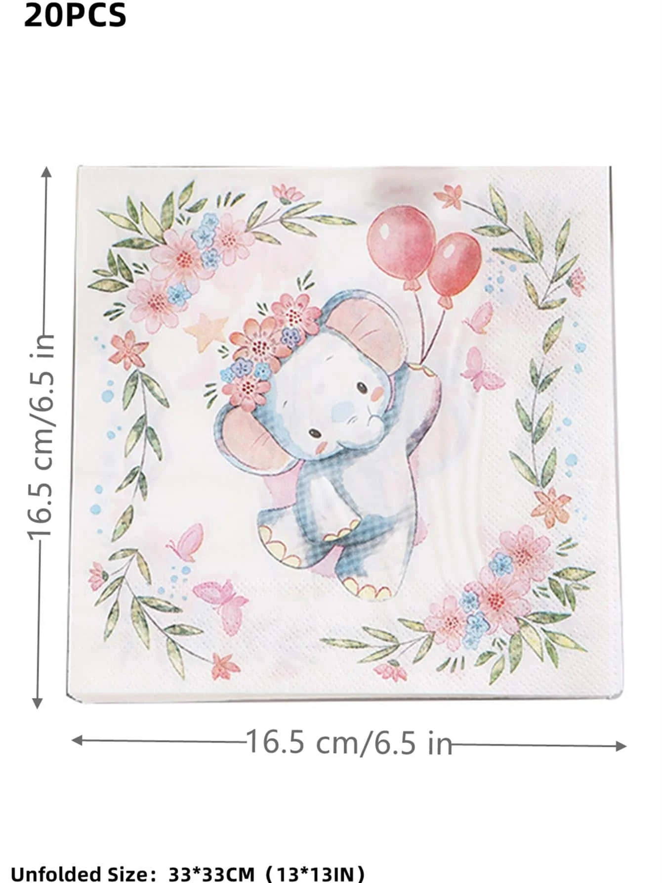 20PCS Small Elephant Balloon Colorful Printing Napkin