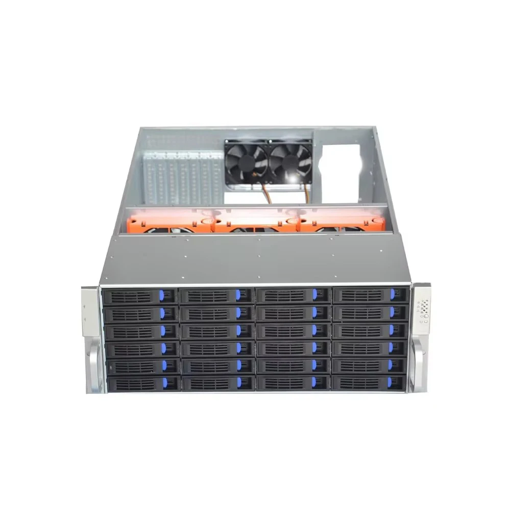 4U Rack Storage Server Chassis R4424, 24 Hot Swap Hard Drive Bays Compatible ATX EATX Board Supports CRPS Redundant Power Supply