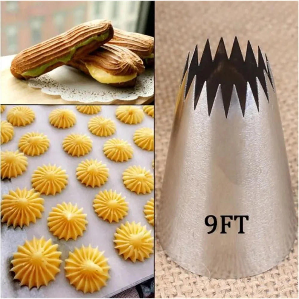 

9FT Large Icing Piping Nozzles Russian Nozzles Pastry Tips Cookies Cake Decorating Tools Tips Cream Fondant Pastry Nozzles