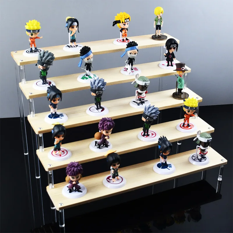 2-5 Layer Transparent Acrylic Solid Wood Display Stand Hand-made Doll Doll Cupcake Cosmetics Nail Polish Jewelry Display Stand