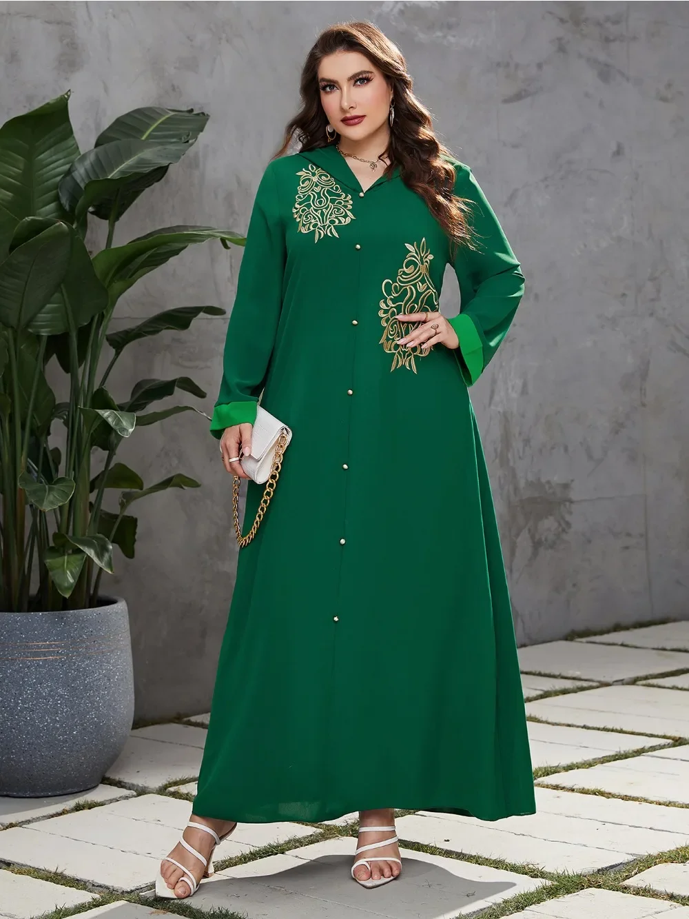 Eid Muslim Hooded Dress for Women Arab Dubai Abaya Dresses Jalabiya Moroccan Kaftan Button Maxi Long Dresses Robe Party Ramadan