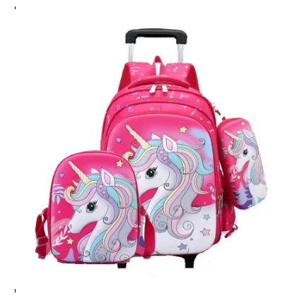 

Children school Trolley backpack Bag for girls student School wheeled backpack bag set school Rolling backpack bag with wheels