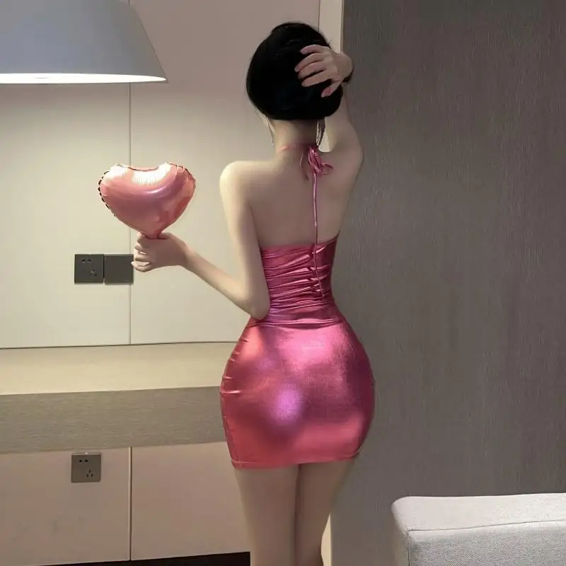 섹시한 글로우 플레이트 네이징 바디콘 드레스 여성용 미드 웨이스트 폴리에스터 원단 노 슬리브 핫 걸 코스튬