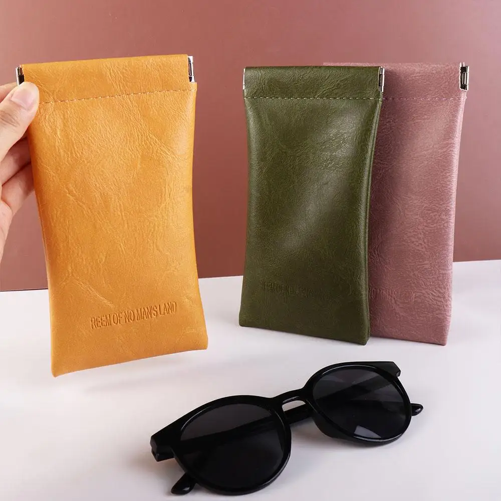 Eye Glasses Holder Simple Letter Waterproof PU Leather Glasses Case Sunglasses Storage Bag Small Coin Purse Cosmetic Bag