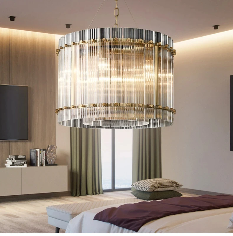 Luxury Crystal Pendant Lights Interior Decoration Gold Double Layer Ring Led Light Bedroom Dining Living Room Ceiling Chandelier