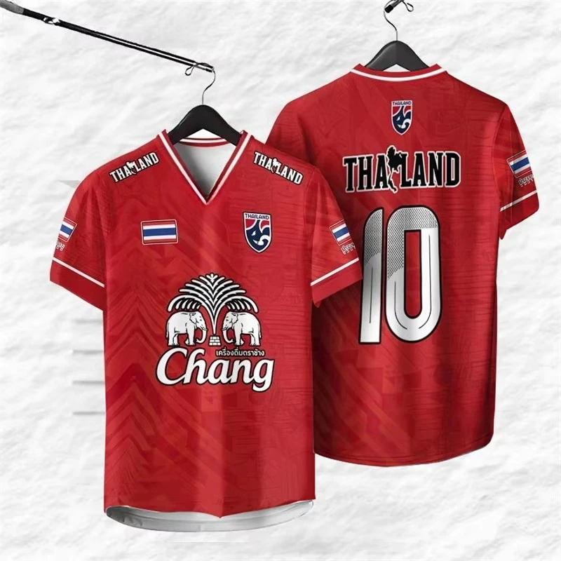 Thailand Number 10 Jersey T-shirt for Men Elephant Print Graphic Short Sleeve Sport T Shirt Outdoor Summer Daily Breathable Tee