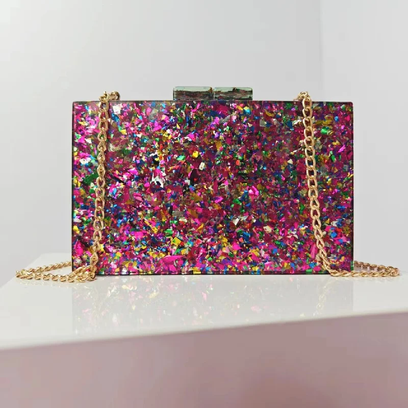 Sequined Acrylic Handbags Shoulder Chain Wedding Clutch Banquet New Crossbody Evening Bag For Wedding With Pearls Luxury Brands