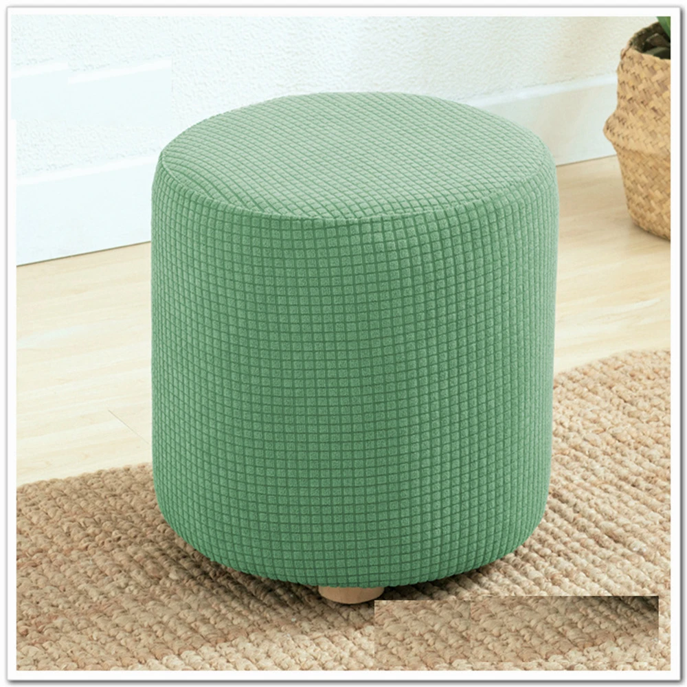 1Pc All Inclusive Cylindrical Ottoman Cover Elastic Footstool 360 Degree Protector Ottoman Cover for Living Room Easy Install